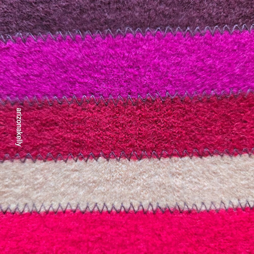 100% Wool Scarf Felted Textured Segmented Colorful Boho Coldwater Creek - Picture 4 of 10